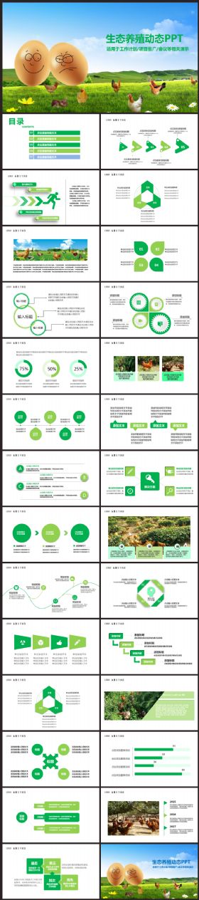 绿色原生态养殖养鸡ppt动态模板