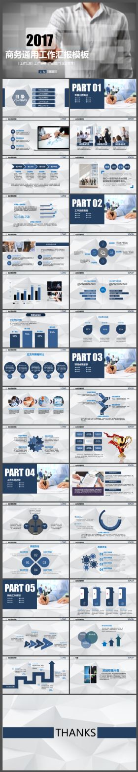 高端大气蓝色商务通用工作汇报工作总结PPT模板