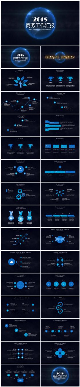 2018商务工作总结工作汇报动态PPT模板