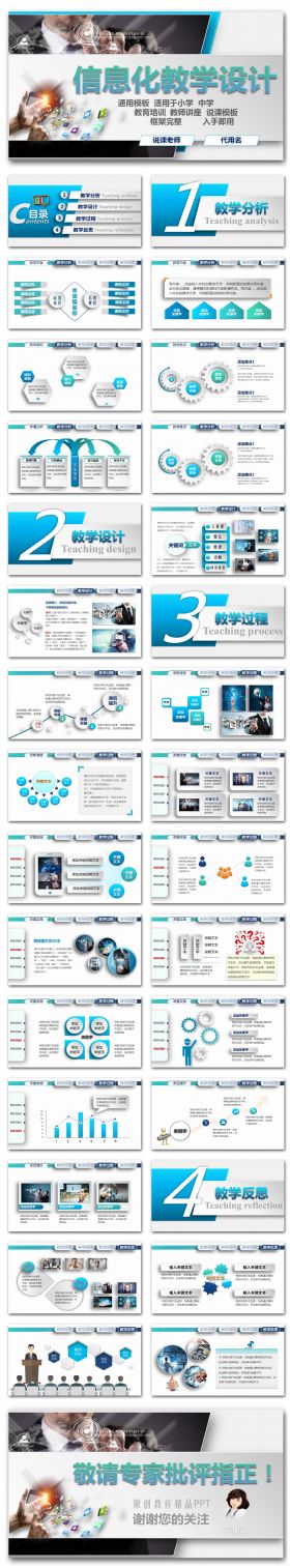 专业完整信息化教学教育培训说课公开课通用模板【内送修改教程】