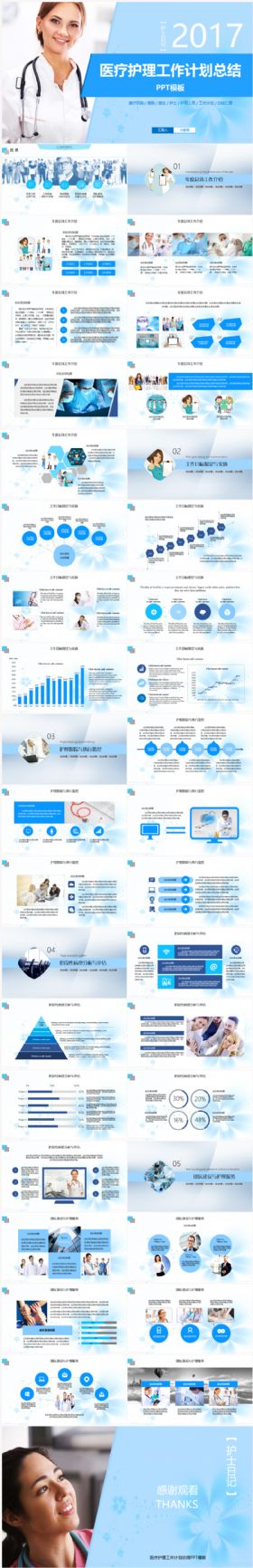 2017护士日记医疗护理工作汇报总结计划PPT模板