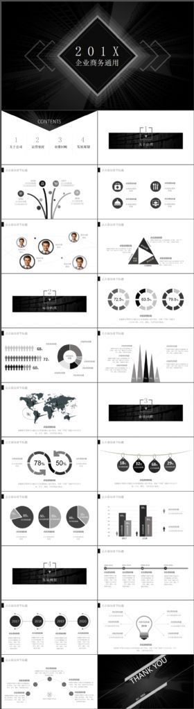 黑色简约大气商务总结汇报通用PPT模板