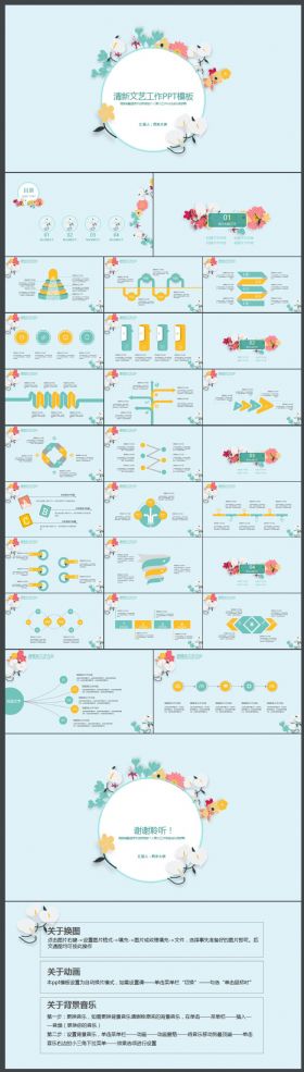 【清新文艺风格】工作计划、总结汇报PPT模板