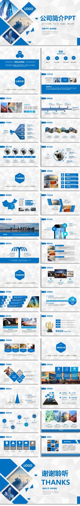 【企业宣传】蓝色大气企业简介产品宣传PPT模板