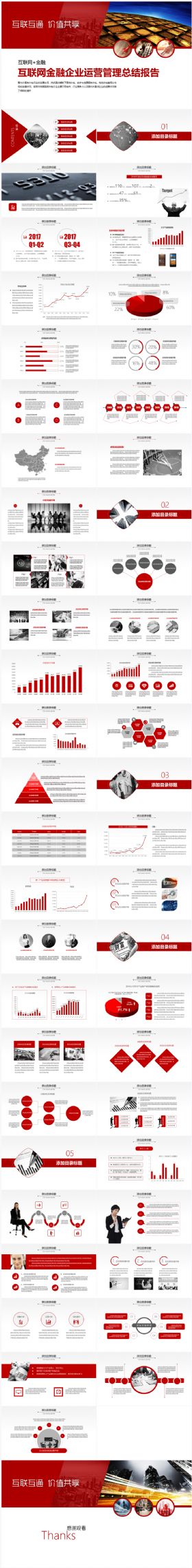 2017商务简约大气金融企业运营管理总结报告PPT模板