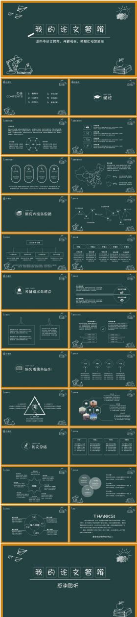 创意黑板论文答辩PPT模板