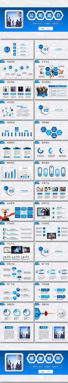 【企业宣传】蓝色大气企业简介产品宣传PPT模板