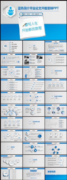 蓝色简介毕业论文开题答辩PPT
