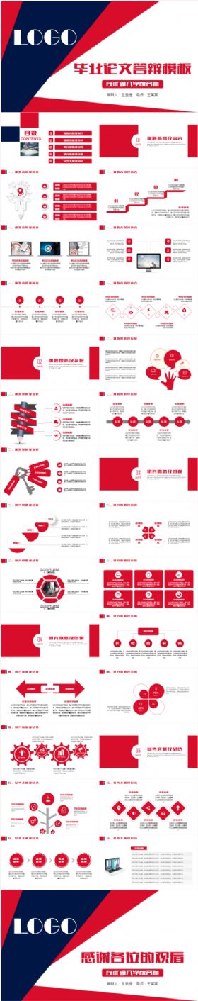 简约大气创意高端红色稳重毕业论文答辩学术报告开题报告答辩ppt动态模板