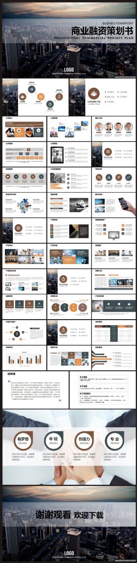 【融资计划书】商业融资、策划工作PPT模板