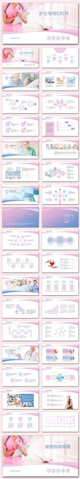 粉色温暖护士护理专用PPT模板