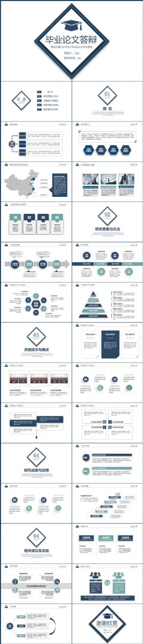 简约时尚方框几何毕业答辩毕业论文ppt模板