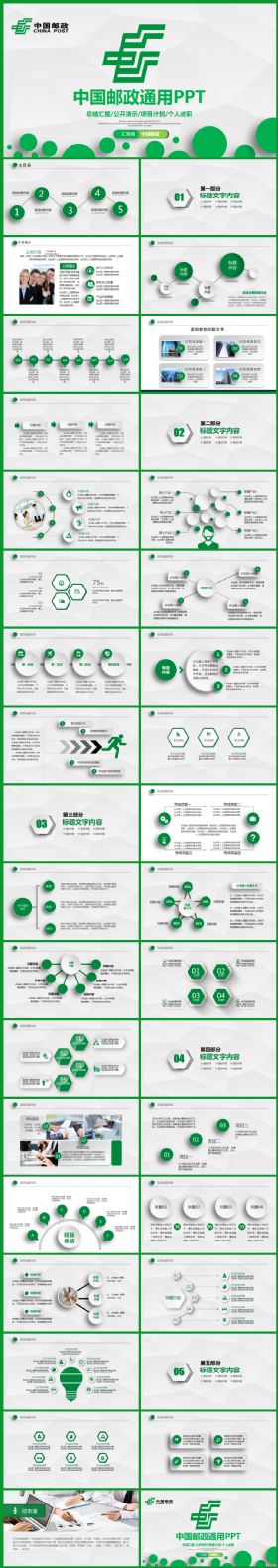 绿色简洁完整中国邮政储蓄银行工作PPT