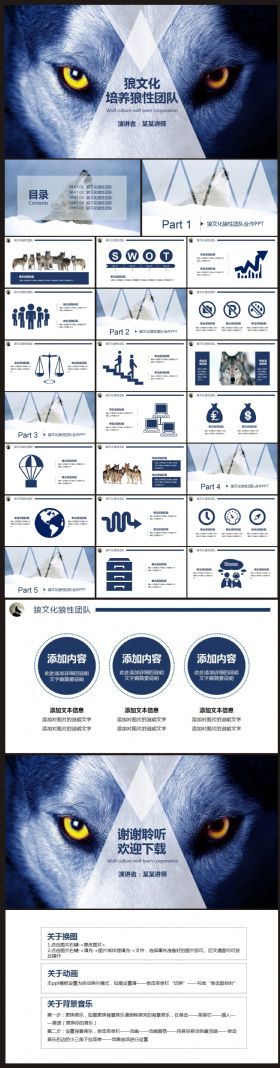 【团队建设】狼性团队建设 狼文化PPT动态模板