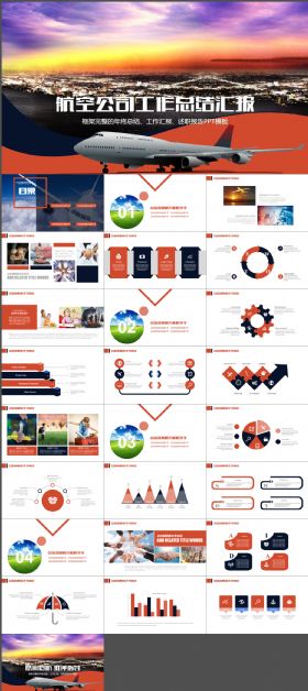 机场 航空公司工作总结计划PPT模板