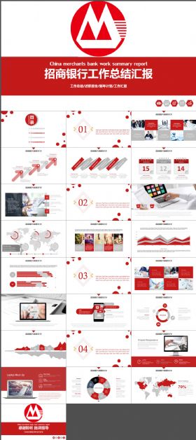 招商银行银行工作总结PPT模板