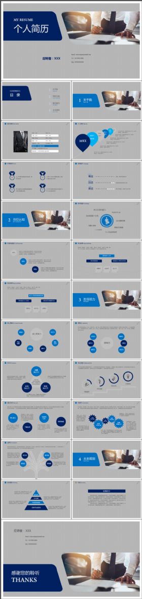 蓝色大气简约岗位竞聘个人简历PPT模板