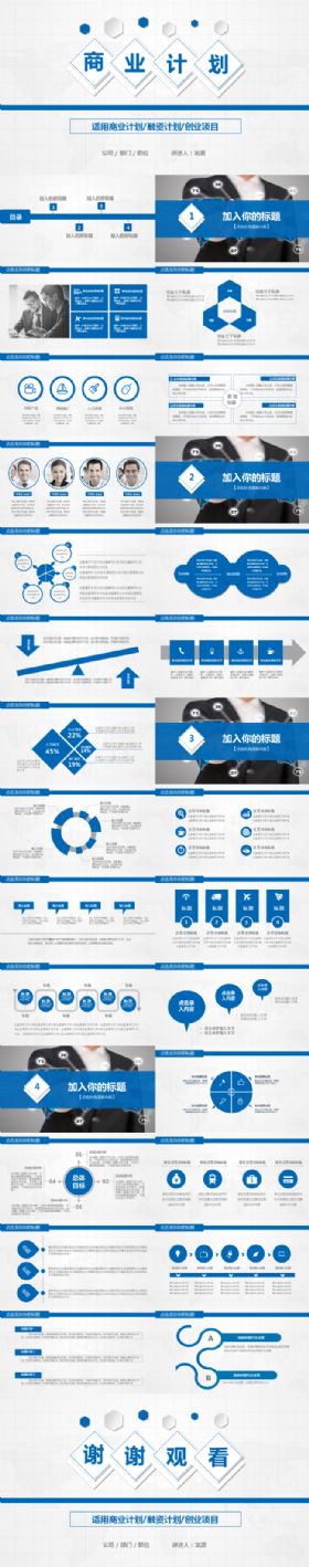 蓝色简约商业计划创业融资项目策划融资计划商务通用