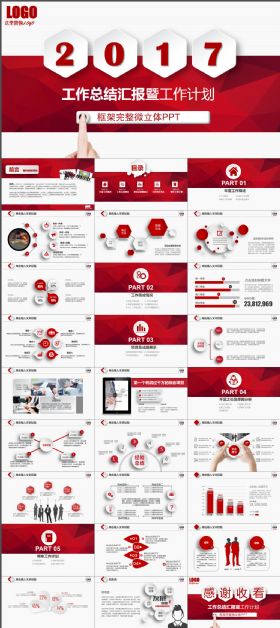 红色大气年终总结工作汇报PPT模板