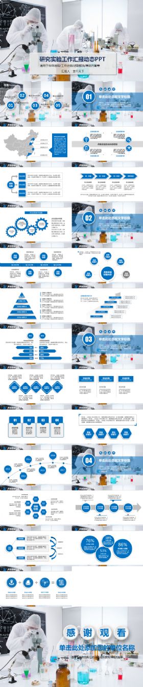 清新简约医疗医学实验室科研人员科研报告成果展示通用