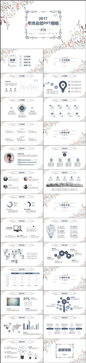 2017清新文艺年终总结PPT模板