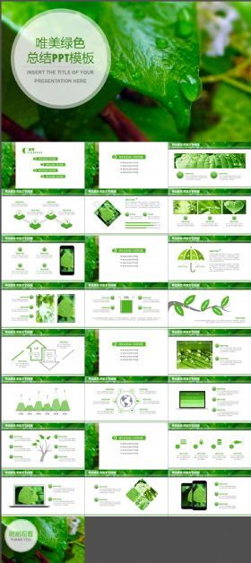 唯美绿色总结通用PPT模板