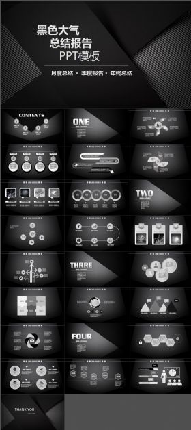 黑色大气微立体总结报告动态PPT模板