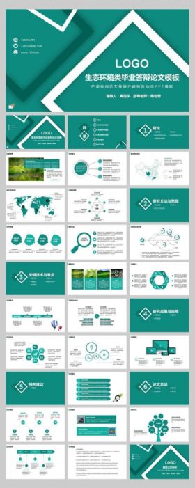 环境生态类毕业论文答辩PPT模板