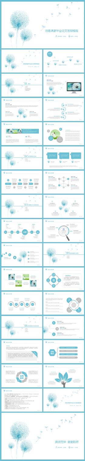 蒲公英—创意清新毕业论文答辩模板