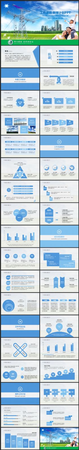 国家电网电力系统工作总结计划PPT模板