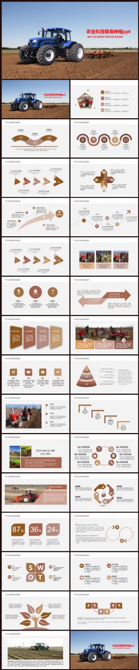 科技有机农业种植ppt粮食作物生产农业机械化PPT模板