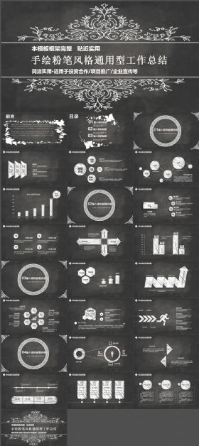 手绘粉笔风通用工作总结年终计划PPT模板
