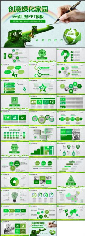 创意绿化环保园林年终工作总结计划动态PPT模板