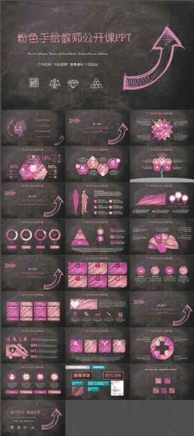 手绘黑板教育教学教师说课ppt模板