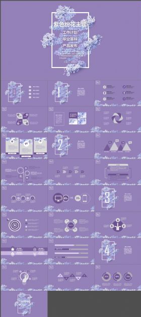 紫色纷花主题工作汇报毕业答辩ppt