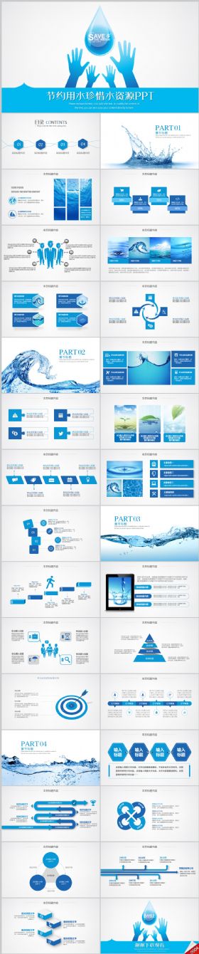 蓝色创意水资源节约用水动态PPT模板