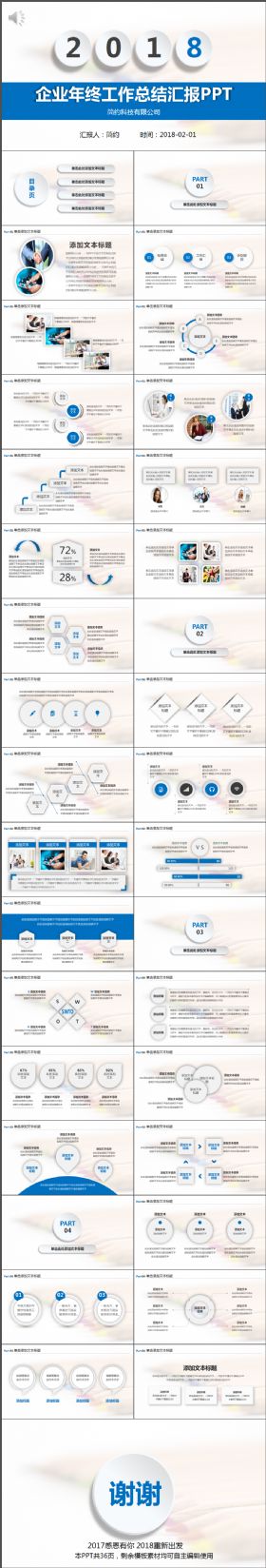 2017企业商务简约年终总结PPT模板