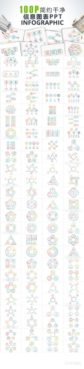 2017最新100页简约商务信息图表合集ppt模板