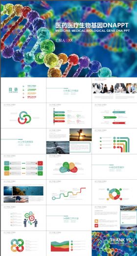 彩色DNA分子结构医药医疗生物基因PPT