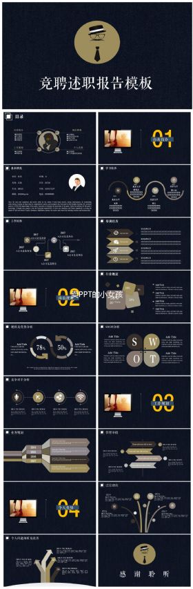 创意黑金个人简历竞聘述职自我介绍面试求职模板