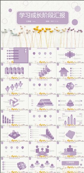 紫色淡雅学习成长阶段汇报ppt模板