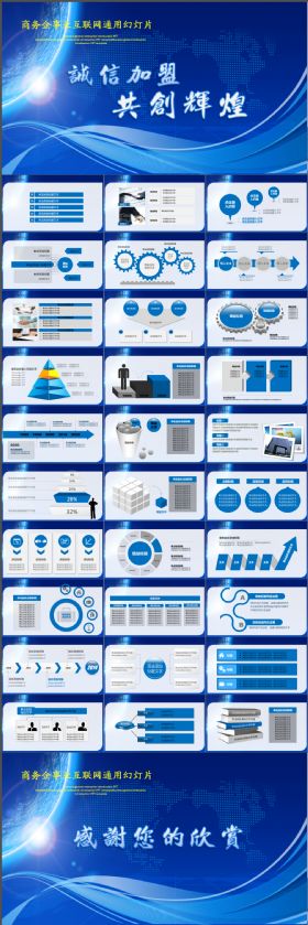 蓝色高端大气商务加盟招商创业融资动态PPT模板