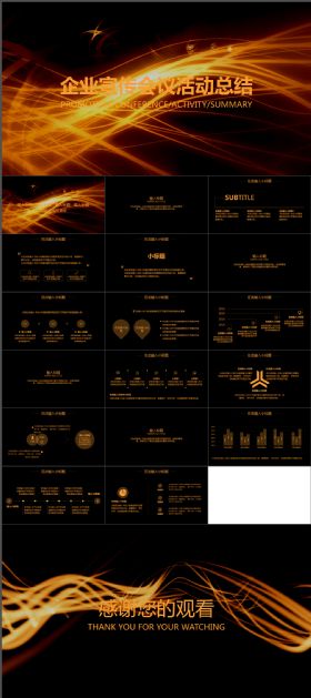 高端大气企业宣传会议活动总结金色动画PPT模板