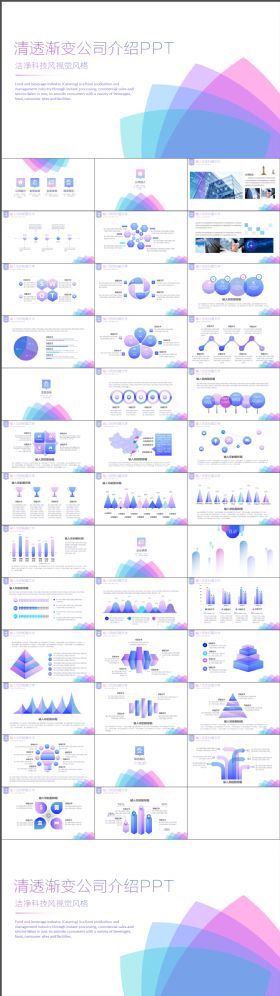 清透渐变时尚欧美风公司介绍产品宣传简约大气PPT