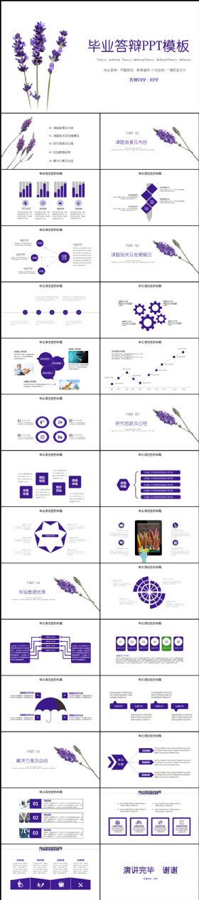 薰衣草开题报告PPT论文答辩PPT模板