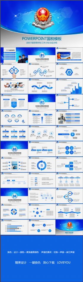 简约大气蓝色国税局税务税收工作总结报告会议PPT