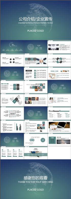高端简约大气商务地球企业公司介绍动画PPT模板