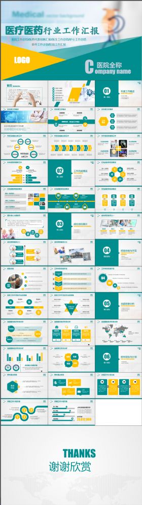 简约简洁医疗绿 医疗医药行业工作汇报 完整框架 创意设计