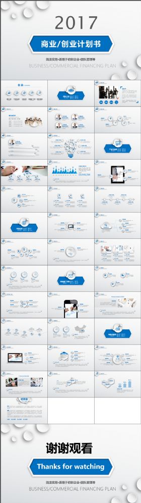 蓝色简约2018商业创业计划书