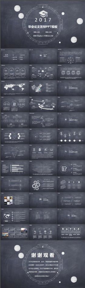 创意黑板风毕业论文答辩课题报告PPT模板